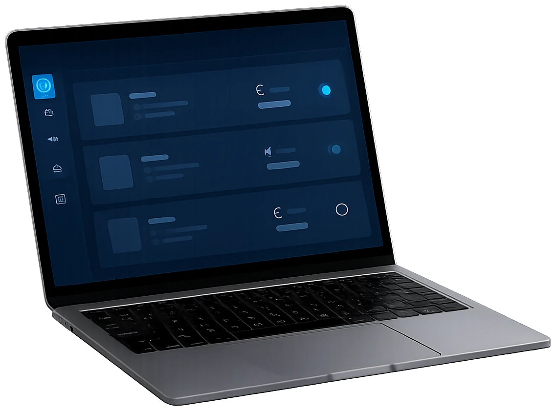 DENTGRID Software – Dashboard zur Verarbeitung von Scandaten auf einem Laptop